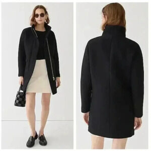 J. Crew Stadium Cloth by Nello Gori Wool Blend Cocoon Coat Black Small